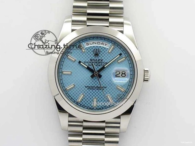 1:1 Bracelet Day-Date Dial Ice Noob Edition A3255 40mm SS on 228206 SS Textured Blue Best 0405